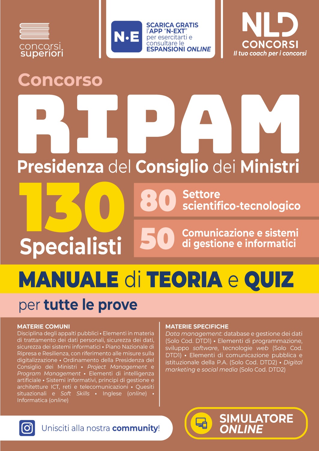 Concorso PCM 130 posti 2026 - bando Presidenza del Consiglio dei ministri profili DTD1 e DTD2 categoria A F1